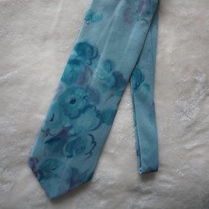 Giorgio Armani Silk Neck Tie -- Floral Abstract on Blue -- Made in Italy